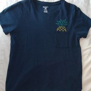 Kids Navy Blue T-Shirt with Pineapple Design